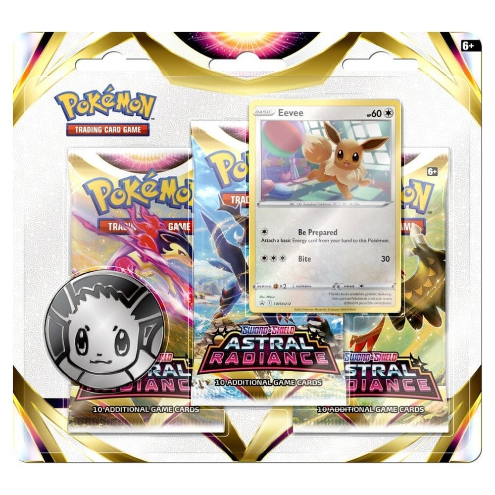 Pokémon TCG: Sword & Shield-Astral Radiance 3 Booster Packs, Coin & Eevee Promo Card